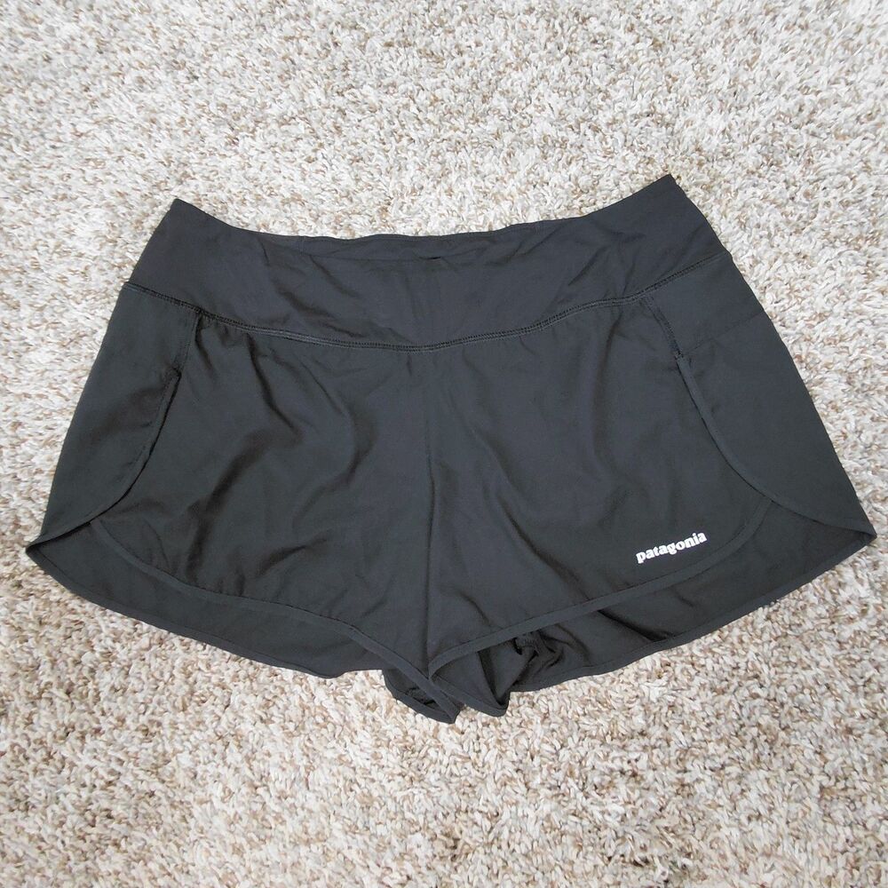 Patagonia Strider Shorts 3.5" Womens Size Large Black Lined Liner Outdoor